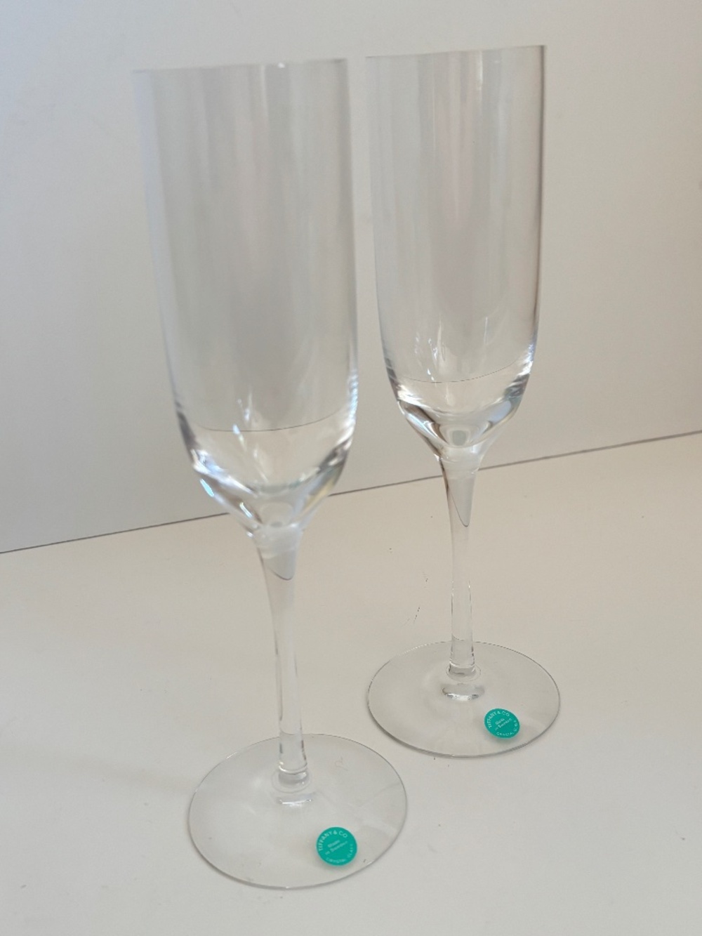 TIFFANY & CO. Crystal Champagne Flutes Set of 2 Made in Sweden NWT